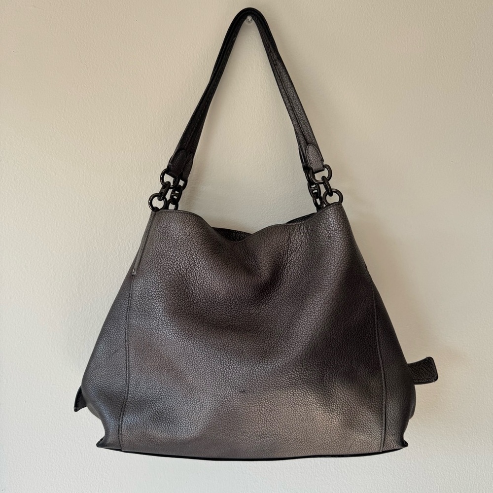 COACH - Dark Leather Grey Slouchy Bag